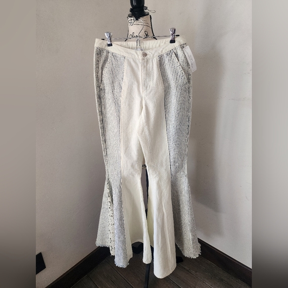 White and Gray Striped Pants - Picture 1 of 6